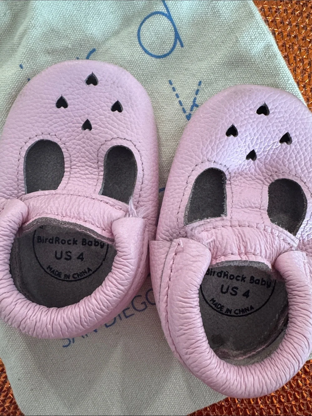 Pink Heart T-Strap Leather Baby Shoes